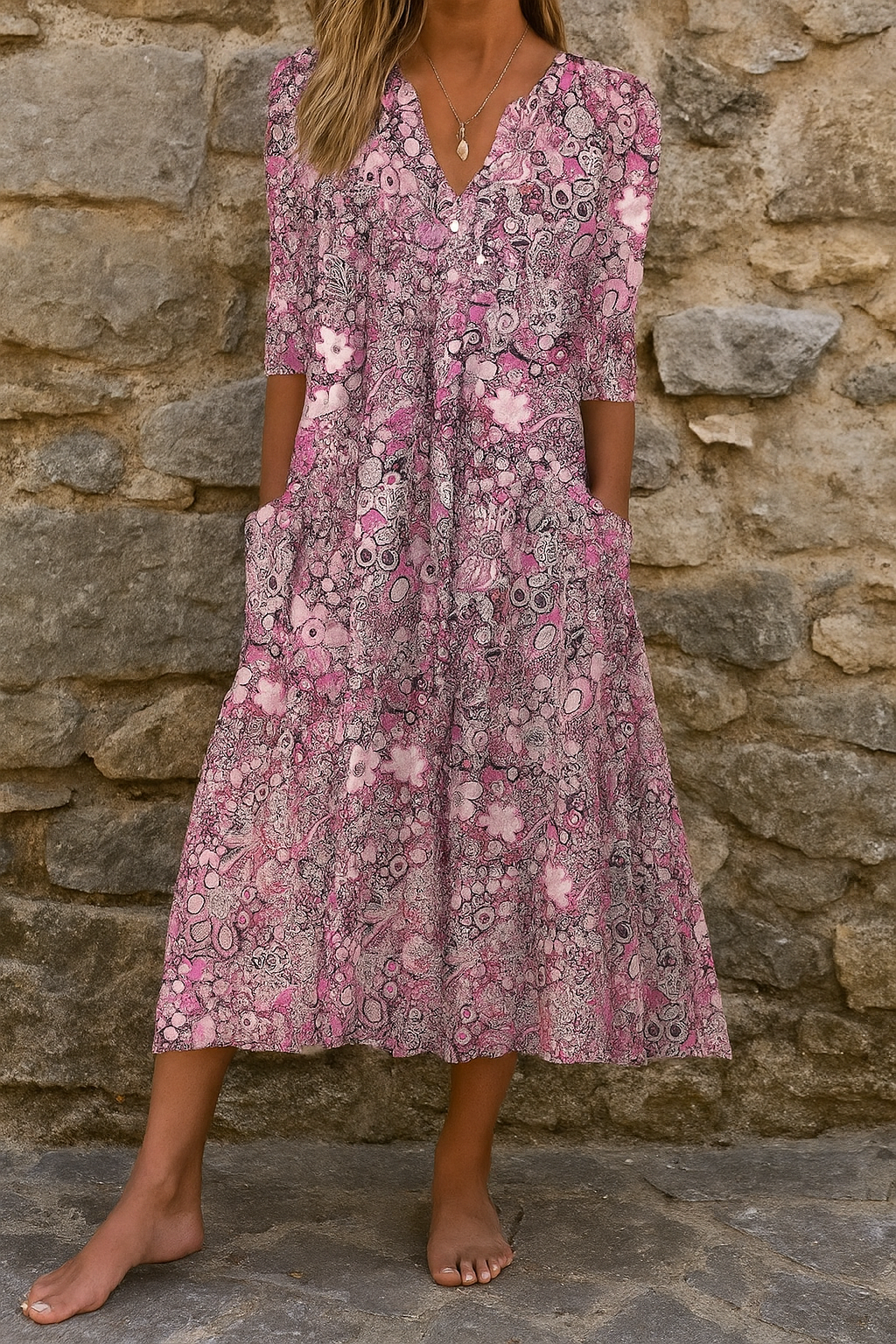 Lizzie | Elegant Dress with V-Neck
