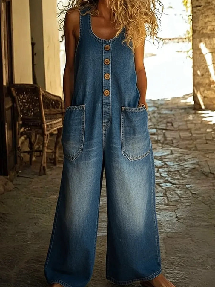 Meadow | Vintage Washed Denim Jumpsuit
