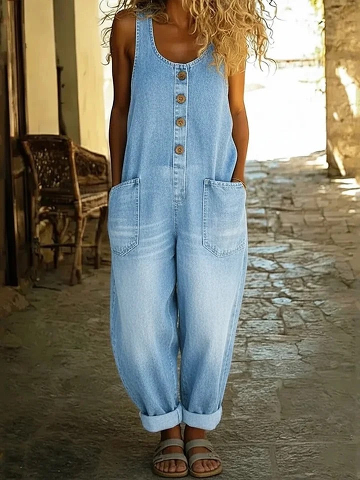 Meadow | Vintage Washed Denim Jumpsuit